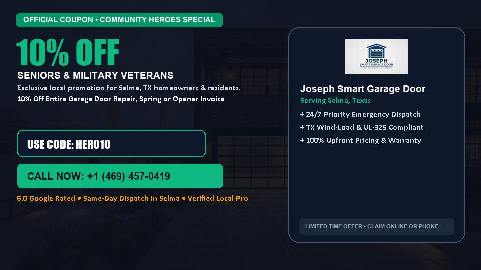 10% OFF Senior, Military & First Responder Discount in Selma, TX - Joseph Smart Garage Door